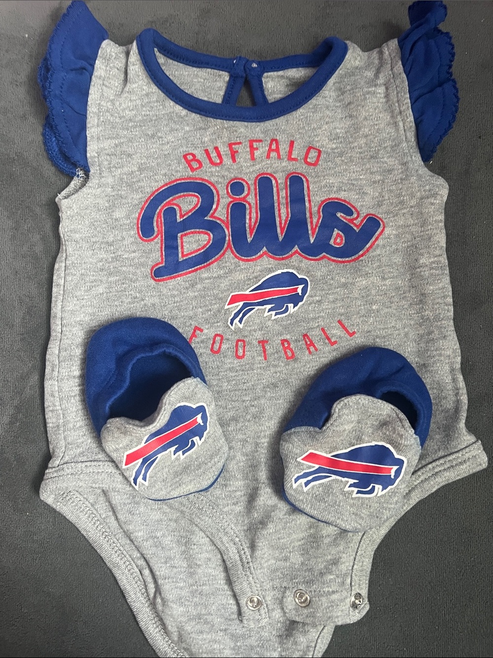 NFL Infant Bodysuit in Gray with Royal Blue Trim and Red Accents